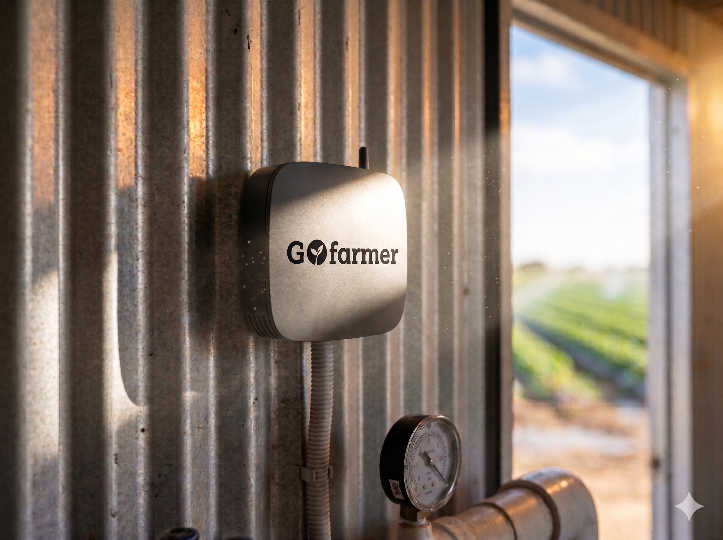 Hub GoFarmer montado en instalación de campo